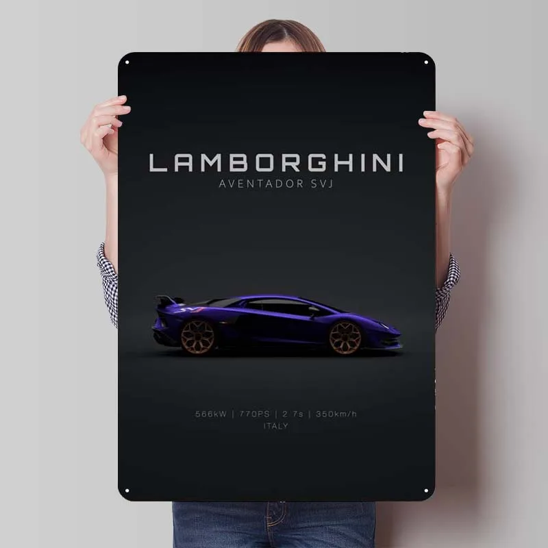 Lamborghini Aventador SVJ Metal Tin Plate Sign, Car Poster Decoração, Home Decor, Garagem Wall Art, Homem Decoração Caverna