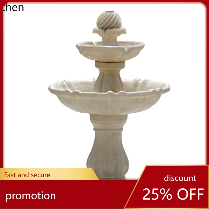 

ZML Solar Small Fountain Multi-layer Water Flow Ornament Beige Water Spray Pool Landscape Circulating Water Wealth Attraction