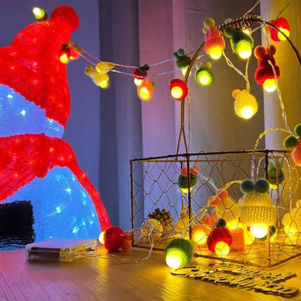 

Hanging Christmas Hat Christmas Light String Round Ball Snowman Christmas Lights Strip LED Colored Xmas Decoration Light Party