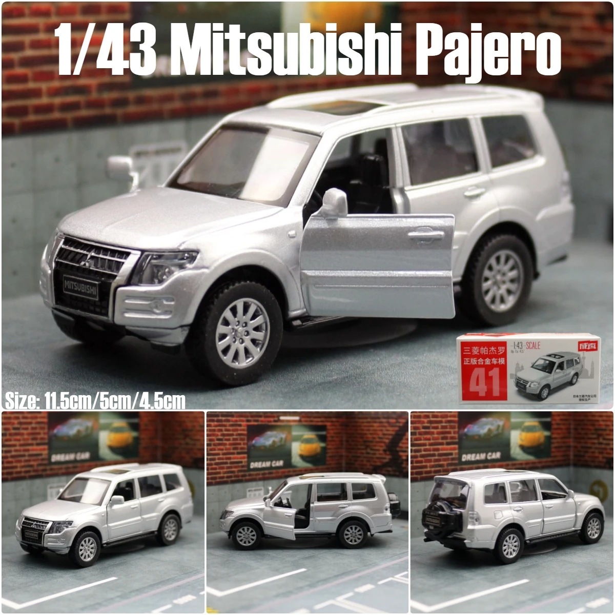 1/43 Mitsubishi Pajero SUV Toy Car Model For Children MSZ Diecast Sport Off Road Vehicle Miniature Pull Back Collection Gift Kid