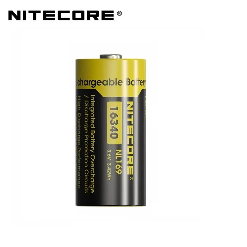 2 pcs NITECORE NL169 ( Upgraded Version of NL166 ) RCR123A 950mAh 3.6V 16340 High Performance Li-ion Rechargeable Battery