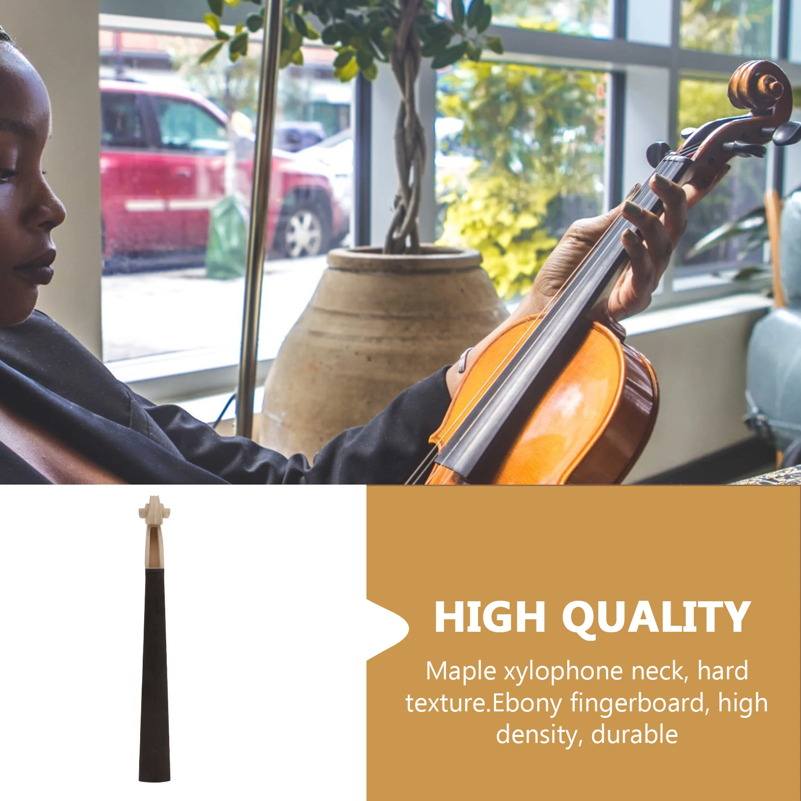 

Maple Ebony Violin Neck Fingerboard Smooth Durable Folk Violin Accessory Musical Instrument Part Wood Fret Plate Easy Install