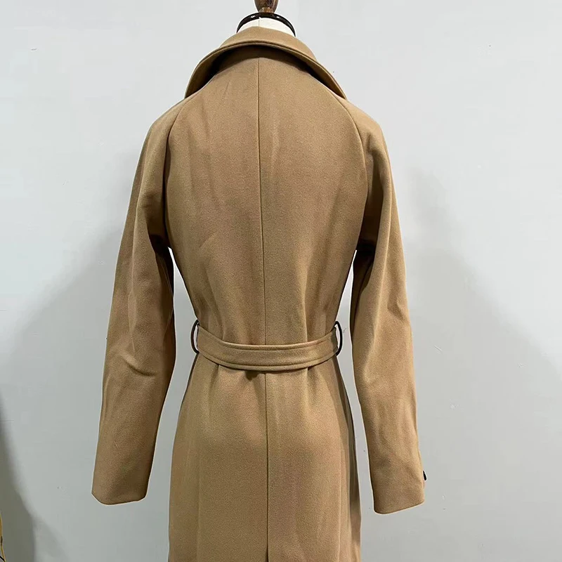 Autumn and winter wool coat women over the knee thickened lapel Spring and Autumn 2024 ultra long slim coat elegant new coat