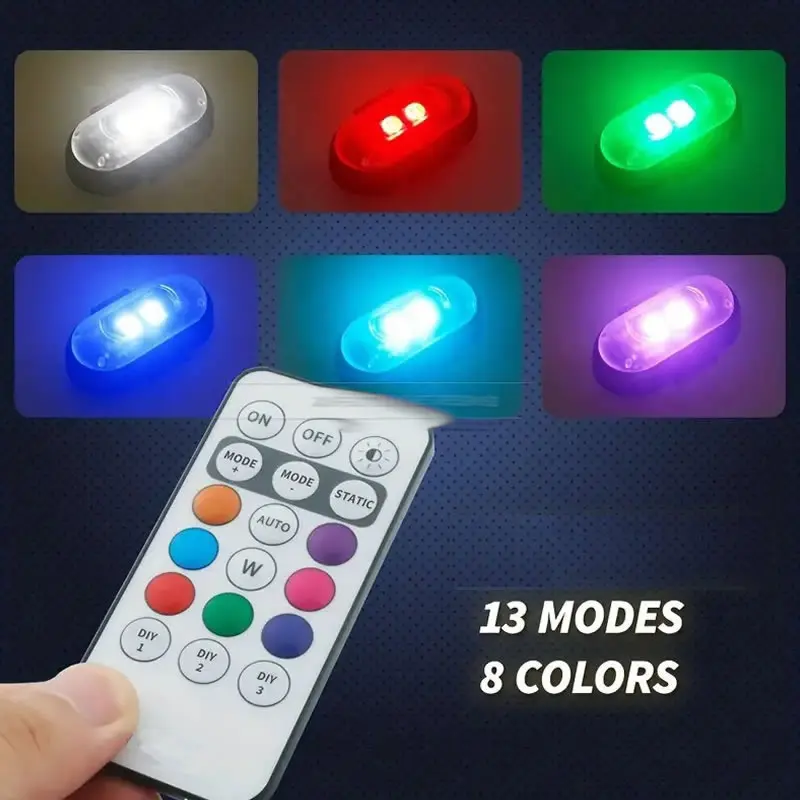 Luces estroboscópicas LED RGB nocturnas para motocicletas, aviones, helicópteros y automóviles. Control de Color fácil, recarga