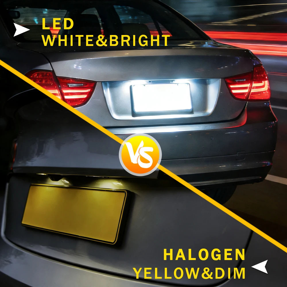 2Pcs LED Lights License Plate Light For Mini Cooper R56 R57 R58 R59 Built-In CAN-bus Resistor Error Free Waterproof 6000K White