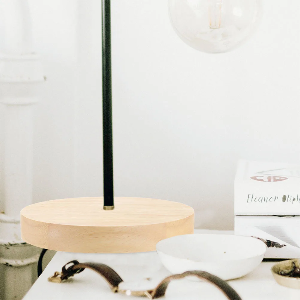 Base per lampada in legno da 2 pezzi Lampada da tavolo rotonda in legno massello Accessorio per illuminazione per studio camera da letto Decorazioni per la casa Espositore per luce notturna