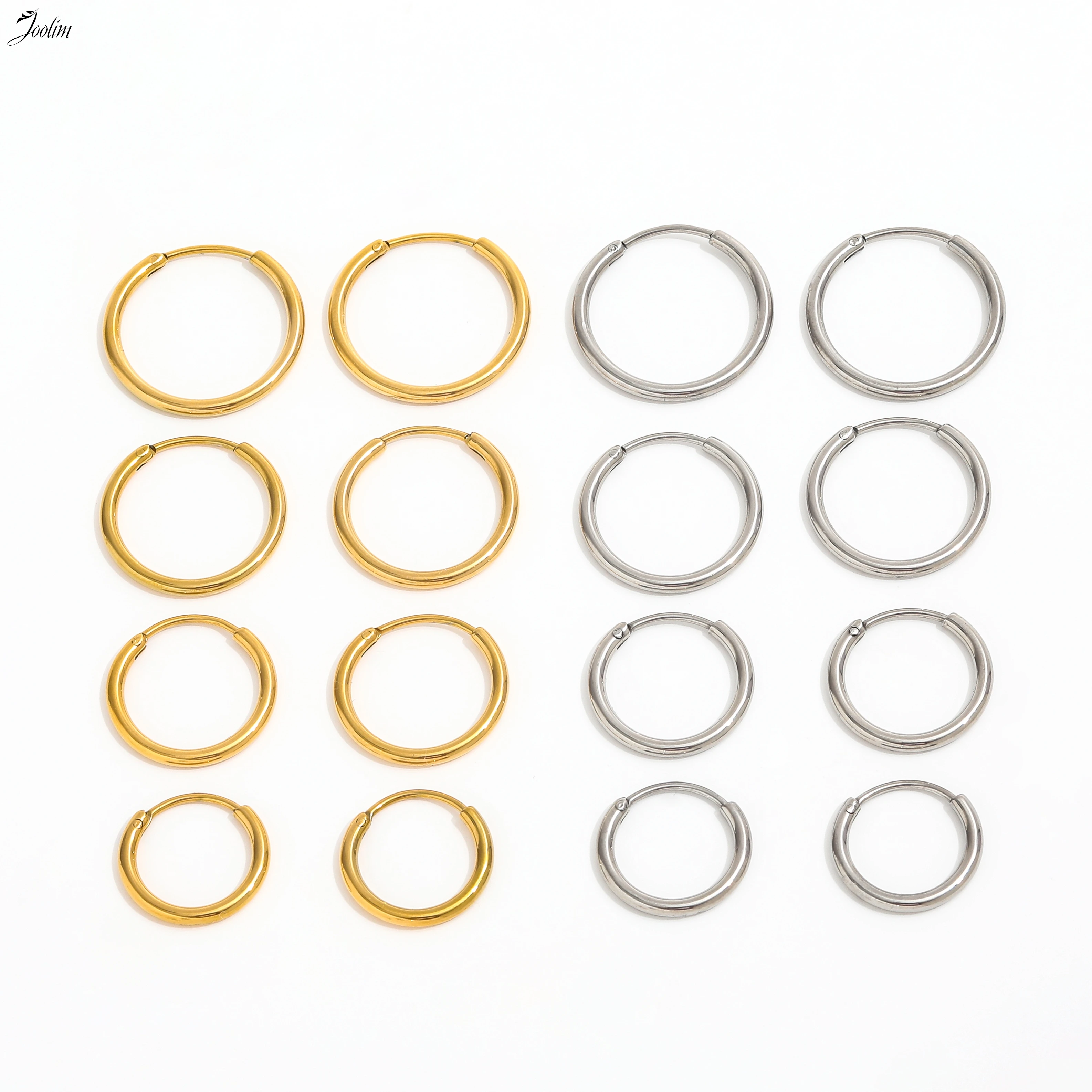 

Joolim Jewelry High Quality PVD Wholesale Waterproof Fashion Minimalist Basic Circle Hoop Stainless Steel Earring for Women