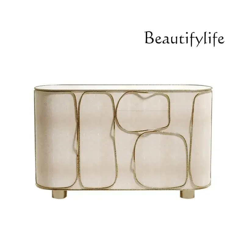 جلد سمكة لؤلؤي راقي، خزانة جانبية، خزانة، فيلا منزلية، إحساس راقي للإبداع، فن حديث، خزانة مدخل #2