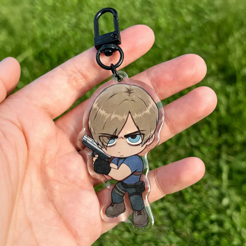 Leon Kennedy Acrylic Keychain || Resident Evil 4 RE4R RE4 Horror Cute Kawaii Anime Keychain Chibi