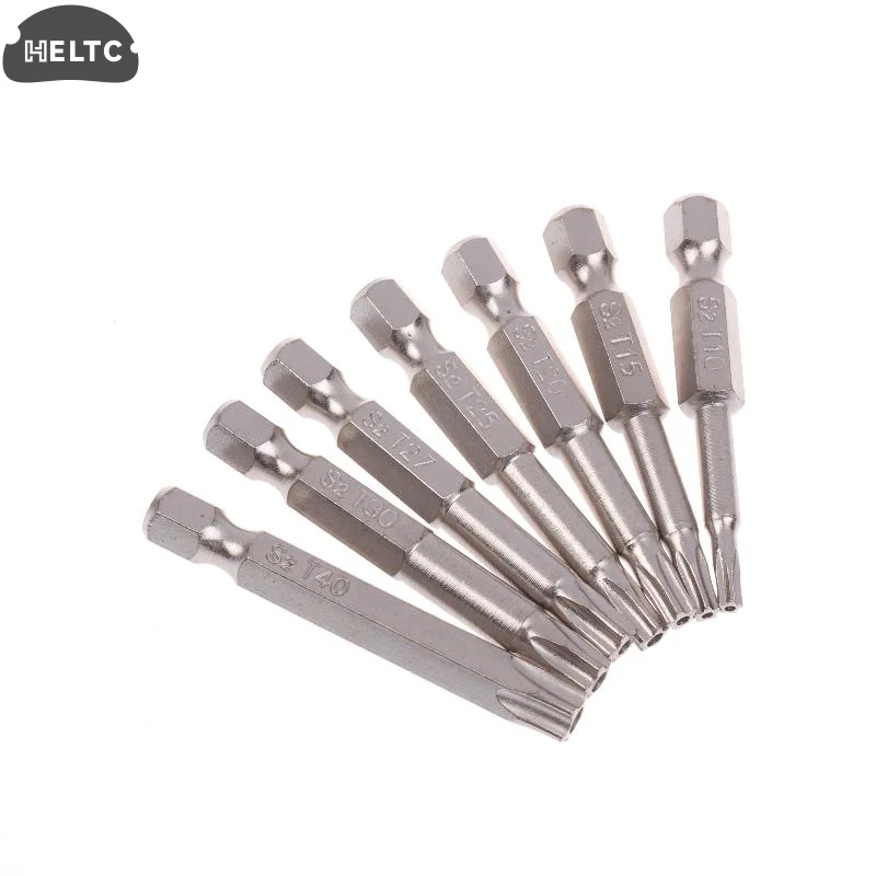 7 Pcs Type Of Head 5 Point Torx S2 Magnetic Star Screw Driver Screwdriver Bits 50mm 1/4