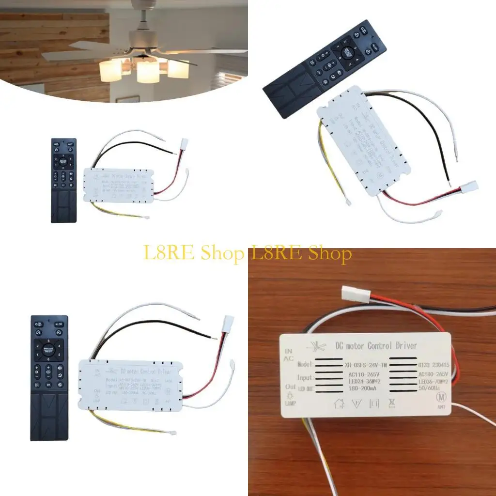 L8RE Wireless Ceiling Fan and Light Controller with Dimmer and Speed Adjustment