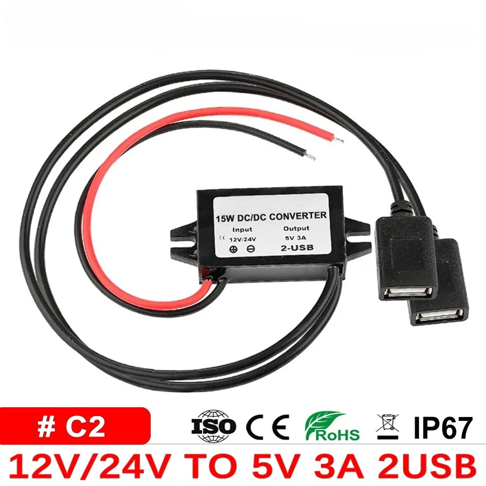 12V 24V to 5V 3A DC DC Buck Converter Module 15W Regulator Power Supply High Quality for Type-C Micro USB Output Car Charger CE