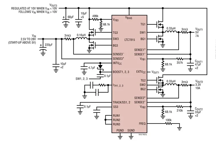LTC7815EUHF LTC7815IUHF LTC7815HUHF LTC7815 - Low IQ, 2.25MHz, Triple Output, Buck/Buck/Boost Synchronous Controller