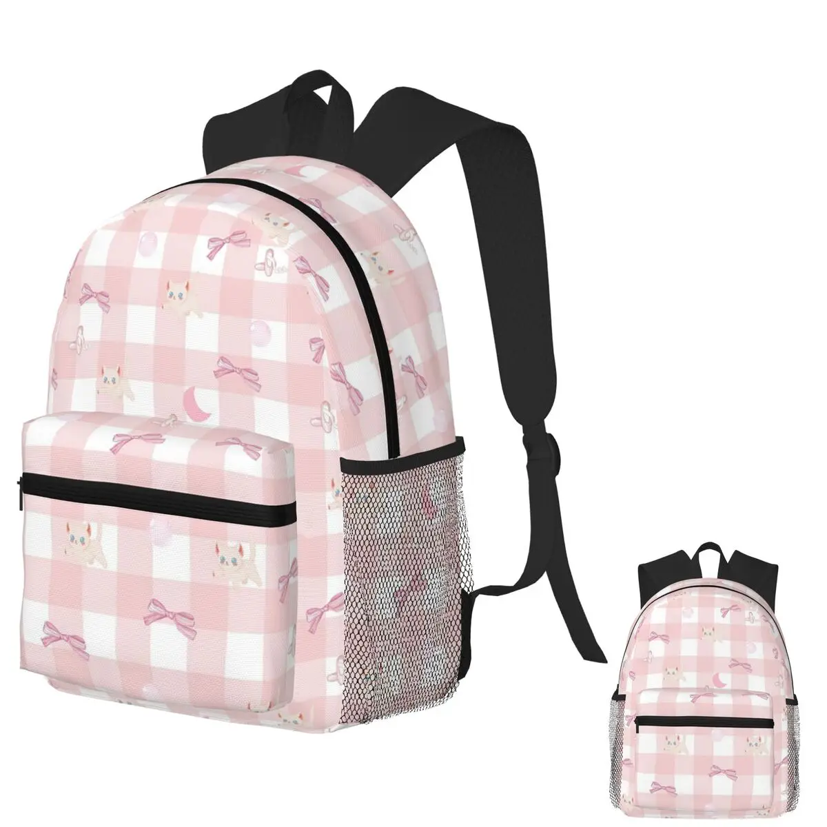 

Pink Bows And Kitties Student Backpack School Bag Hiking Travel Daypack for Men Women Fashion Bookbag Shoulder Bags