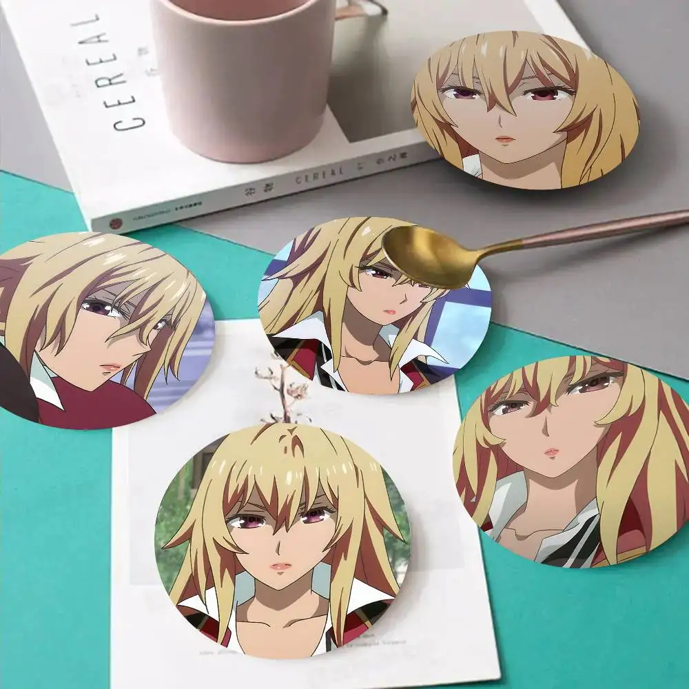 1pc Mirei Shikishima Anime Characters Wooden Coaster Colour Printing Cup Mat Home Desk Decoration Gifts