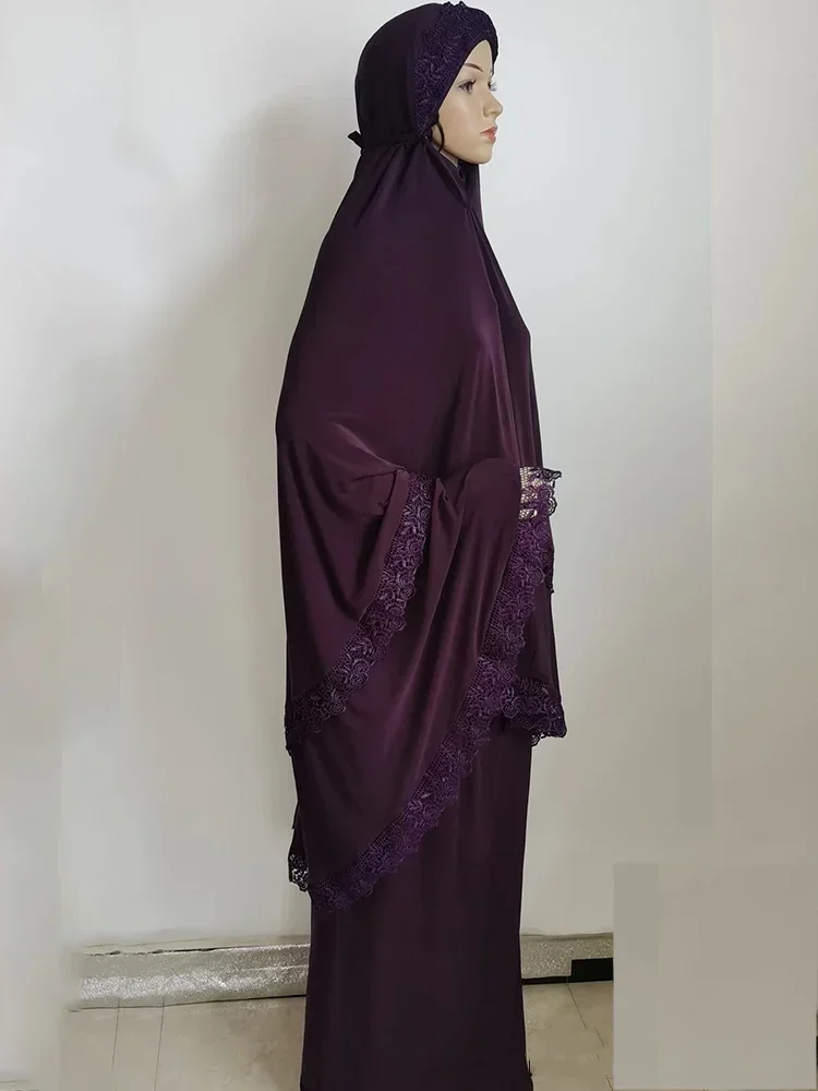 Conjunto de 2 piezas de Ramadán, Abaya musulmana de Khimar larga, prenda de oración para mujer, vestido de oración saudita, conjuntos de falda de