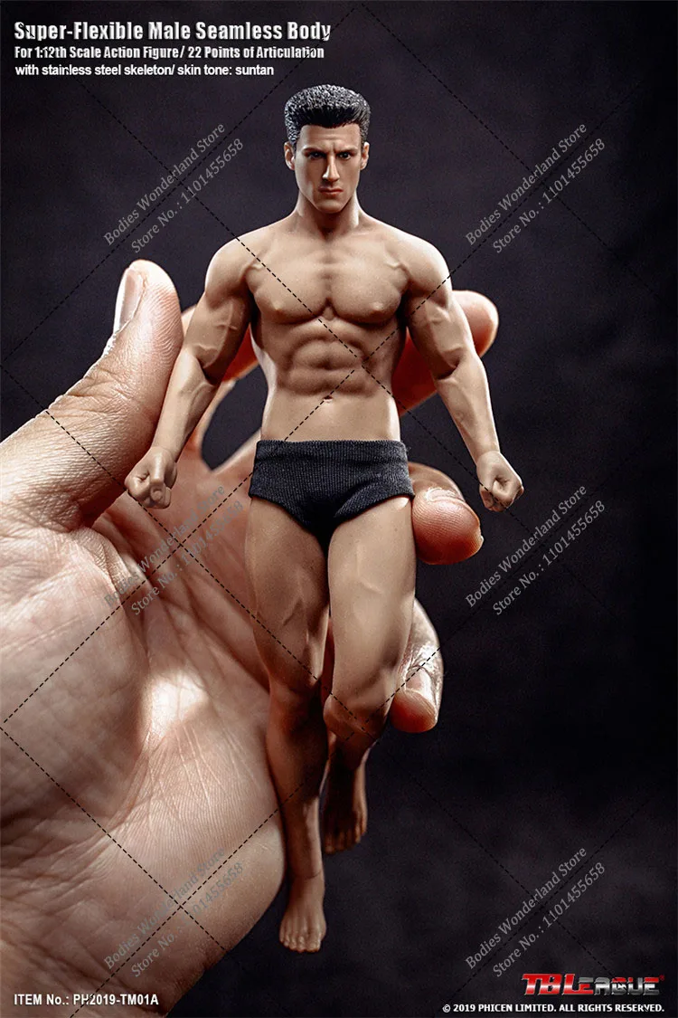 15.3cm HICEN TBLeague TM01A/TM02A 1/12 Scale Super Flexible Strong Male Seamless Head Body Action Figure Model for Fans Gifts