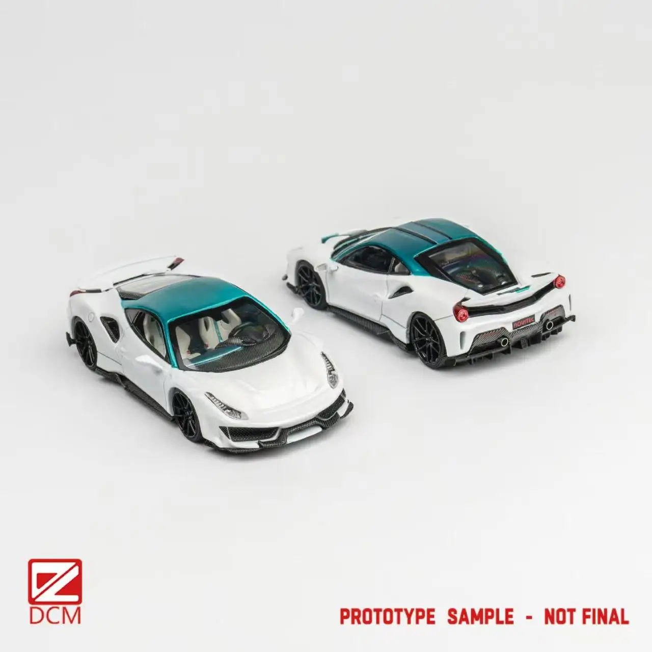 **Pre-order **DCM 1:64 Novitec 488 pista White green top Diecast Model Car