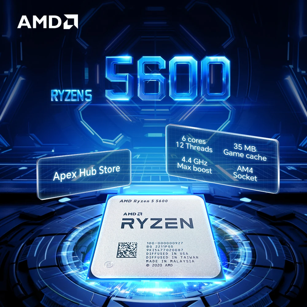

NEW AMD Ryzen 5 5600 6-Core 12-Thread AM4 65W 7NM L3=32M Applicable to B550 3.5GHz R5 5600 Gaming Processor DDR4 No Fan