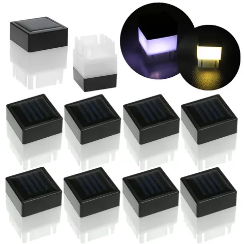 Solar Pillar Post Fence Lamp Waterproof Outdoor Garden LED Post Head Light Warm White Outdoor Lighting Sunlight