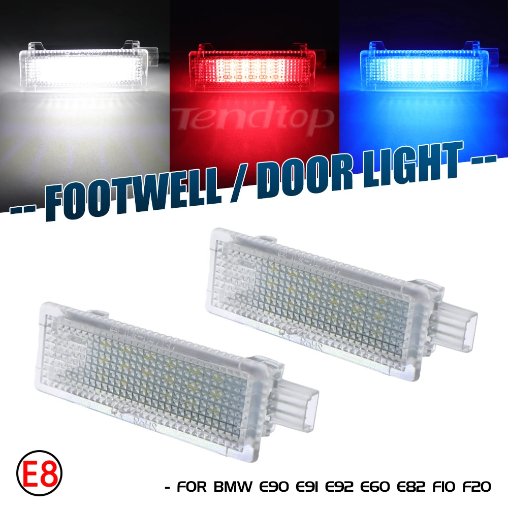 2Pcs LED Car Door Welcome Footwell Light Courtesy Luggage Lamp For BMW E90 E91 E92 E93 F10 F11 F12 F18 M3 E60 E70 E71 F01 X5