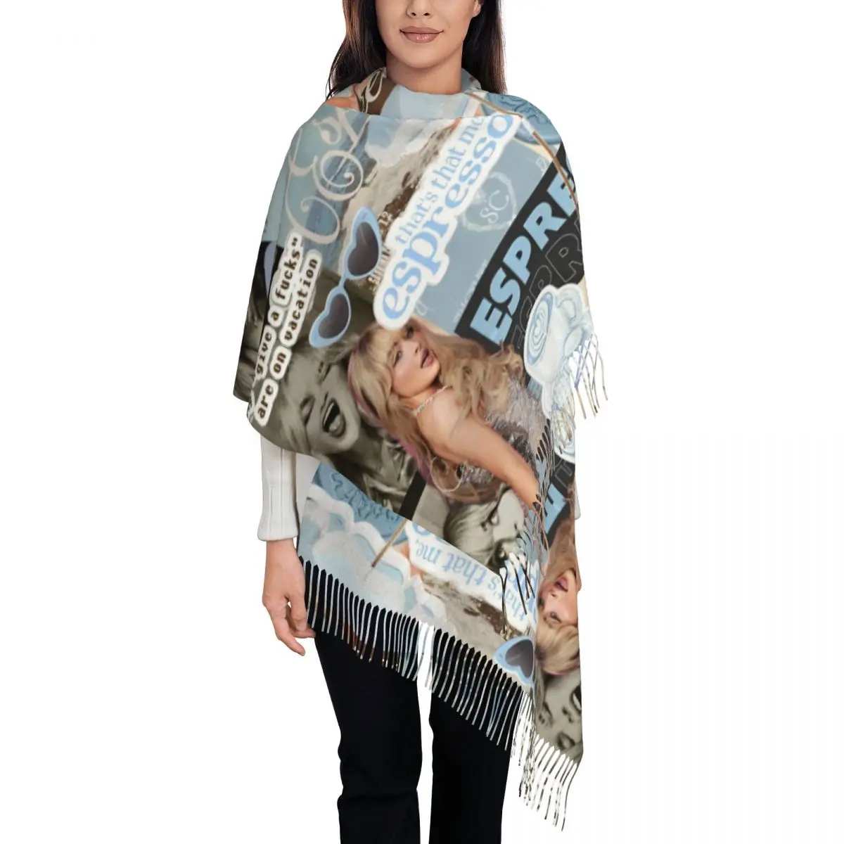 Sabrina Carpenter Shawls Wraps for Ladies Warm Large Long Scarf 90s Music Tour Espresso Neckerchief Shawl Scarves