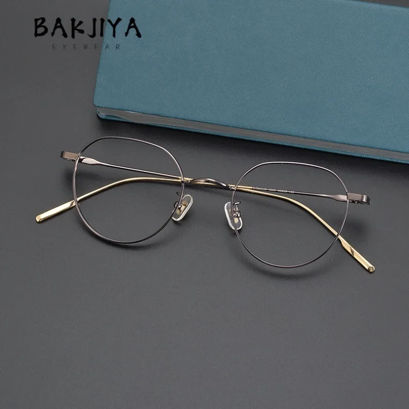 

7g Ultra-light Pure Titanium Gold Wire Oval Round Eyeglasses Frame Women Trend Retro Flat Lens Myopia Prescription Glasses Frame
