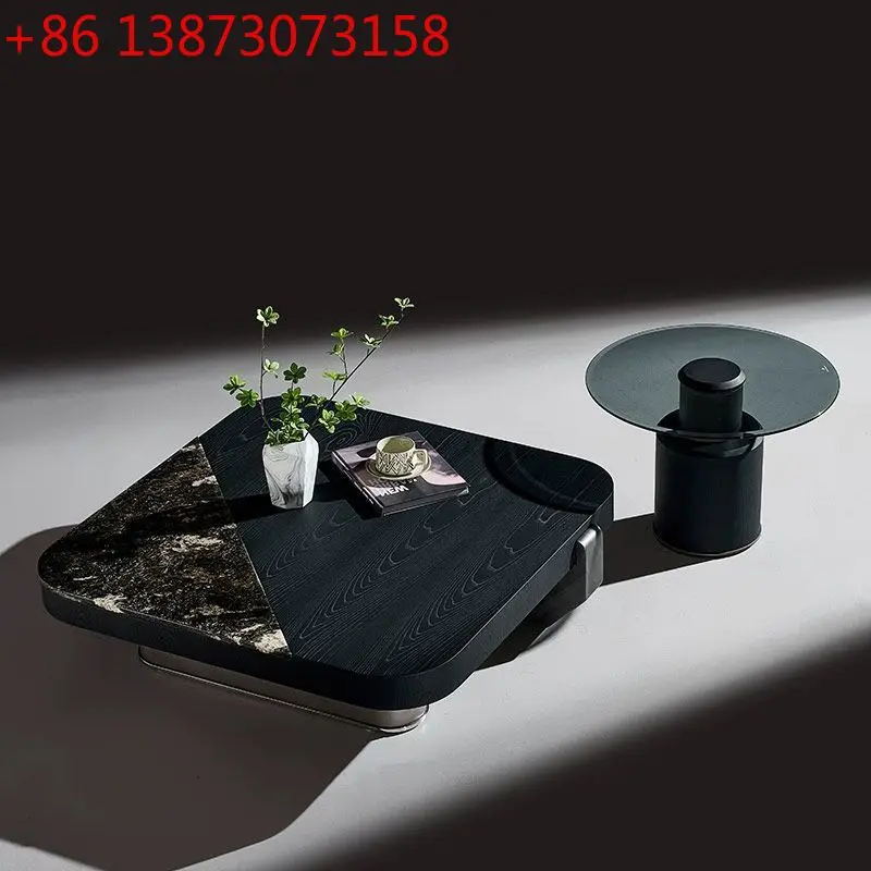 

Italian natural microcrystalline stone coffee table designer creative modern high-end living room platinum diamond luxury