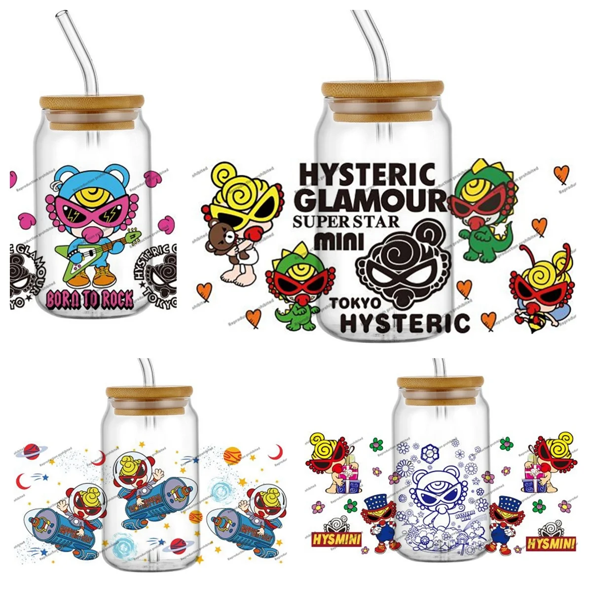 

Высококачественная водонепроницаемая 3D-наклейка Hysteric Mini Baby с мультяшным рисунком, УФ-печать DTF, для обертывания стаканов Libbey объемом 16 унций