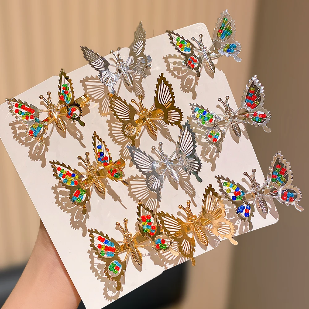 11 Pc Gold Floral & Butterfly Hair Clips Set -Enamel Accessories Amazon.com : BARTOSI Gold Butterfly Hair Clips Fancy Small  main image 3