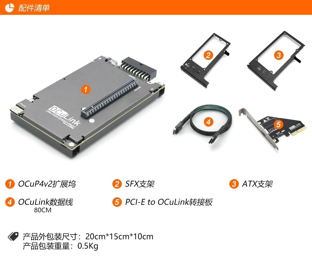 OCuP4V2 OCuLink GPU Dock w ReDriver Chip PCIE 4.0 X4 M2 NVME M.2