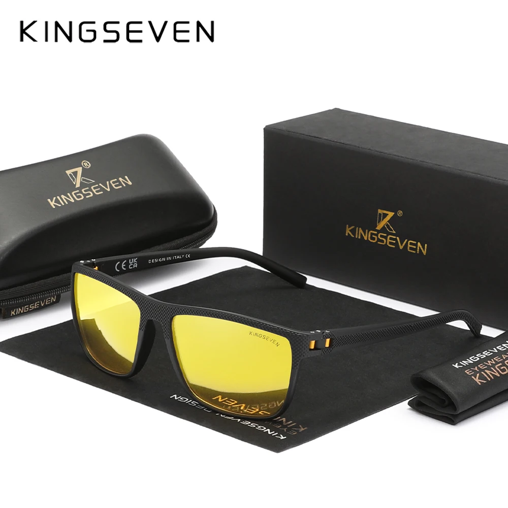 KINGSEVEN New Fashion Sunglasses For Men Polarized UV400 Protect Glasses Night Vision Lens Outdoor Sports Anti-slip Eyewear