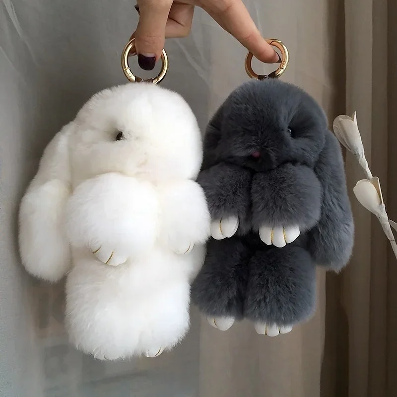 Rabbit Fur Cute Bunny Pom Ball Doll Toy Keychain Cute Handbag Pendant Decor Jewelry Keychains Pendant Key Chains Accessories