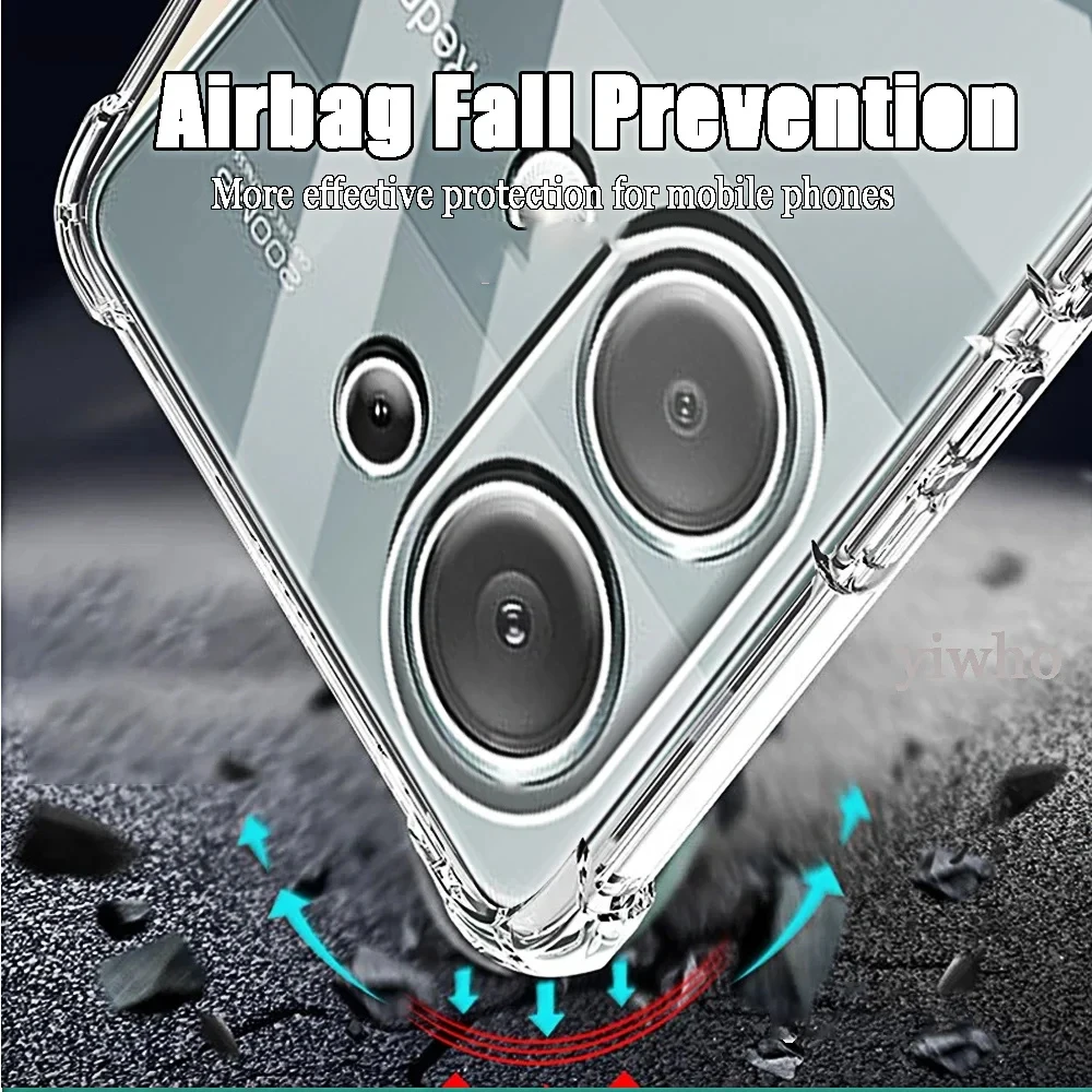 حافظة ظهر ناعمة من السيليكون الشفاف مقاومة للصدمات لهاتف شاومي ريدمي نوت 13 برو 4G 13 12 5G 11 Pro plus حافظات هواتف تغطي الوصف 1.R #3