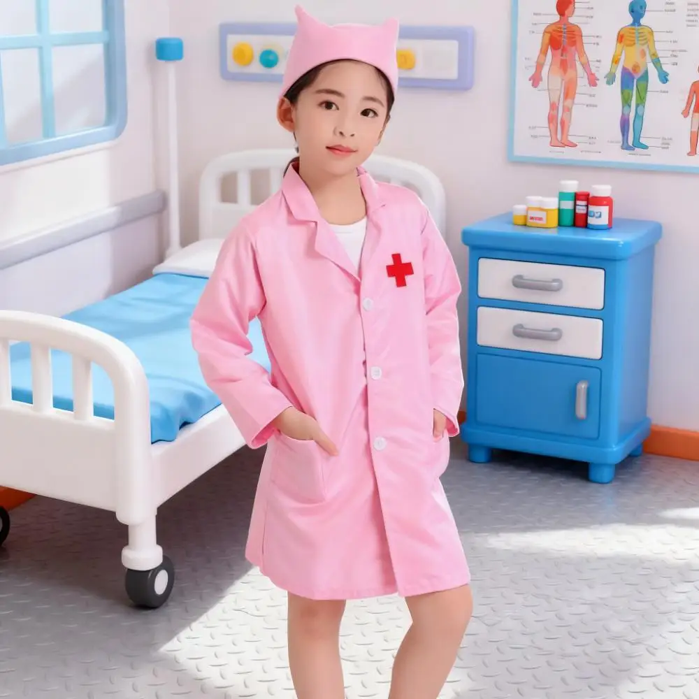 Kids Pretend Medical Coat Set Childrens Doctor Nurse Costume Jacket for Dress Up Play and School Performances