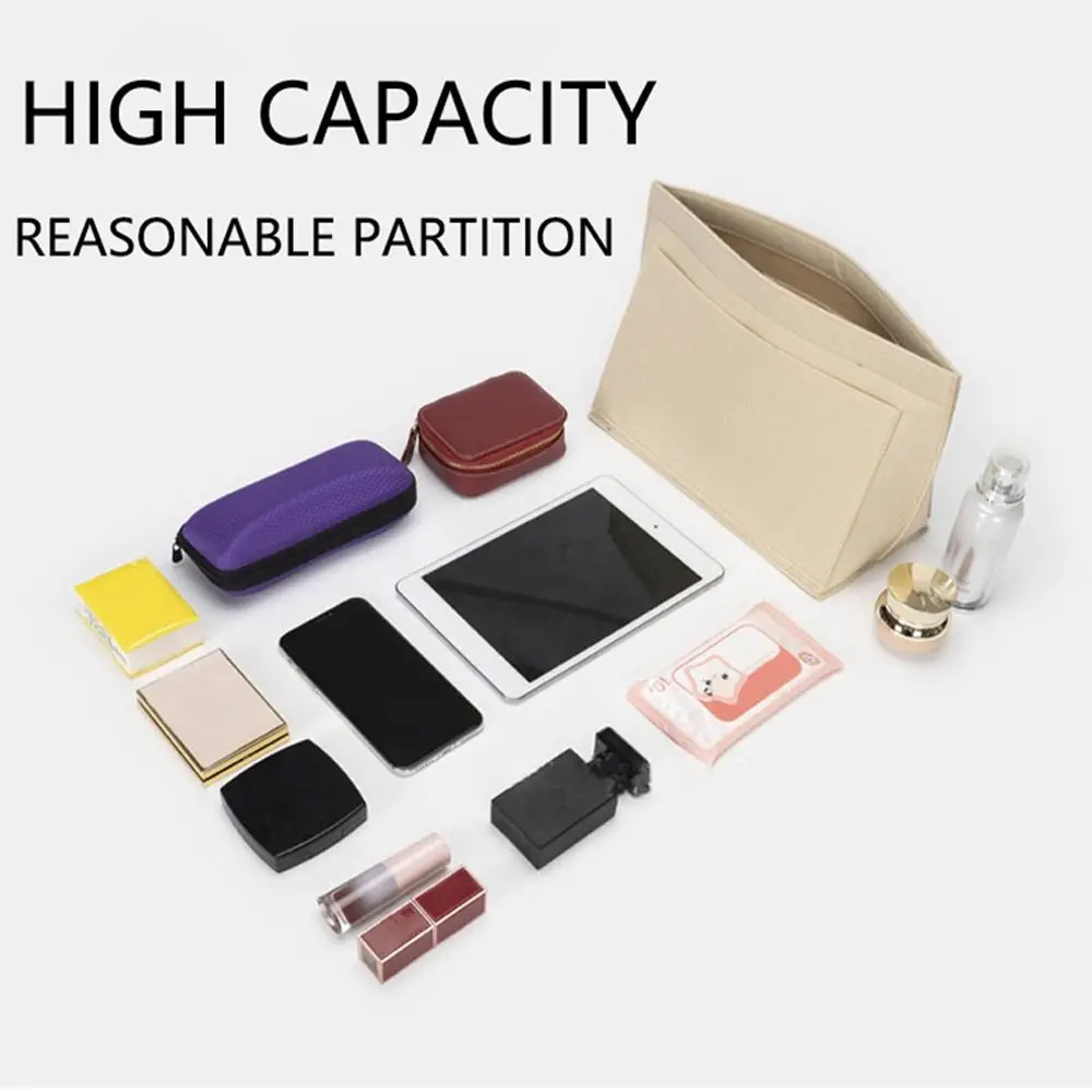 New Felt Handbag Insert Bag Large Capacity Bag Support Internal Bag Multi-Pocket Storage Organization for For Longchamp Bag