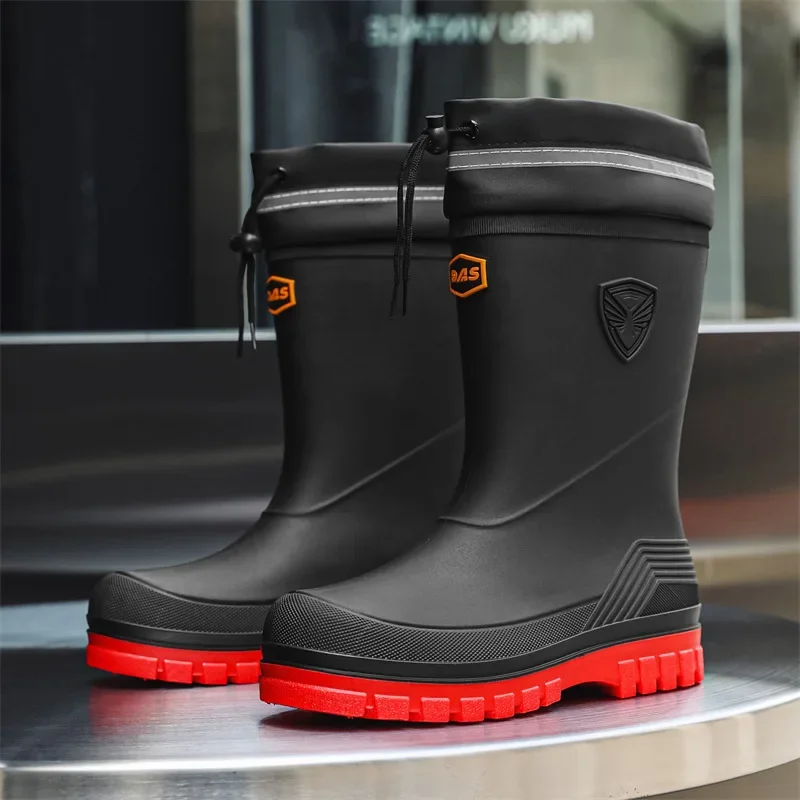 2024Men's Outdoor Rain Boots Fashion Men High Tops Hiking FishingWaterShoes Anti-slip Chef Work Ankle Boot Mens Waterproof Shoes