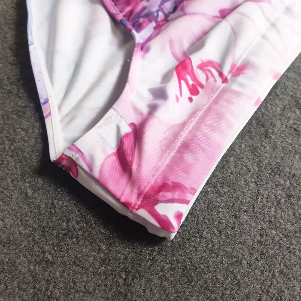 Push Pad Swimwear Men Floral Swim Briefs Bikini Swimsuit Enlarge Sexy Breathable Quick Dry Surf Shorts Beachwear Bath Suit