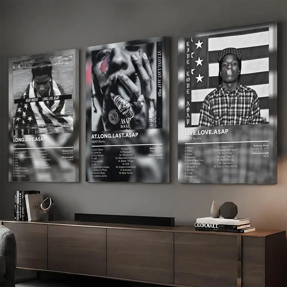 A-A$AP Rocky Rapper Album Painting Calligraphy HD Modern Style Inner Frame Canvas Poster Bedroom Room Hallway Wall Art Decor