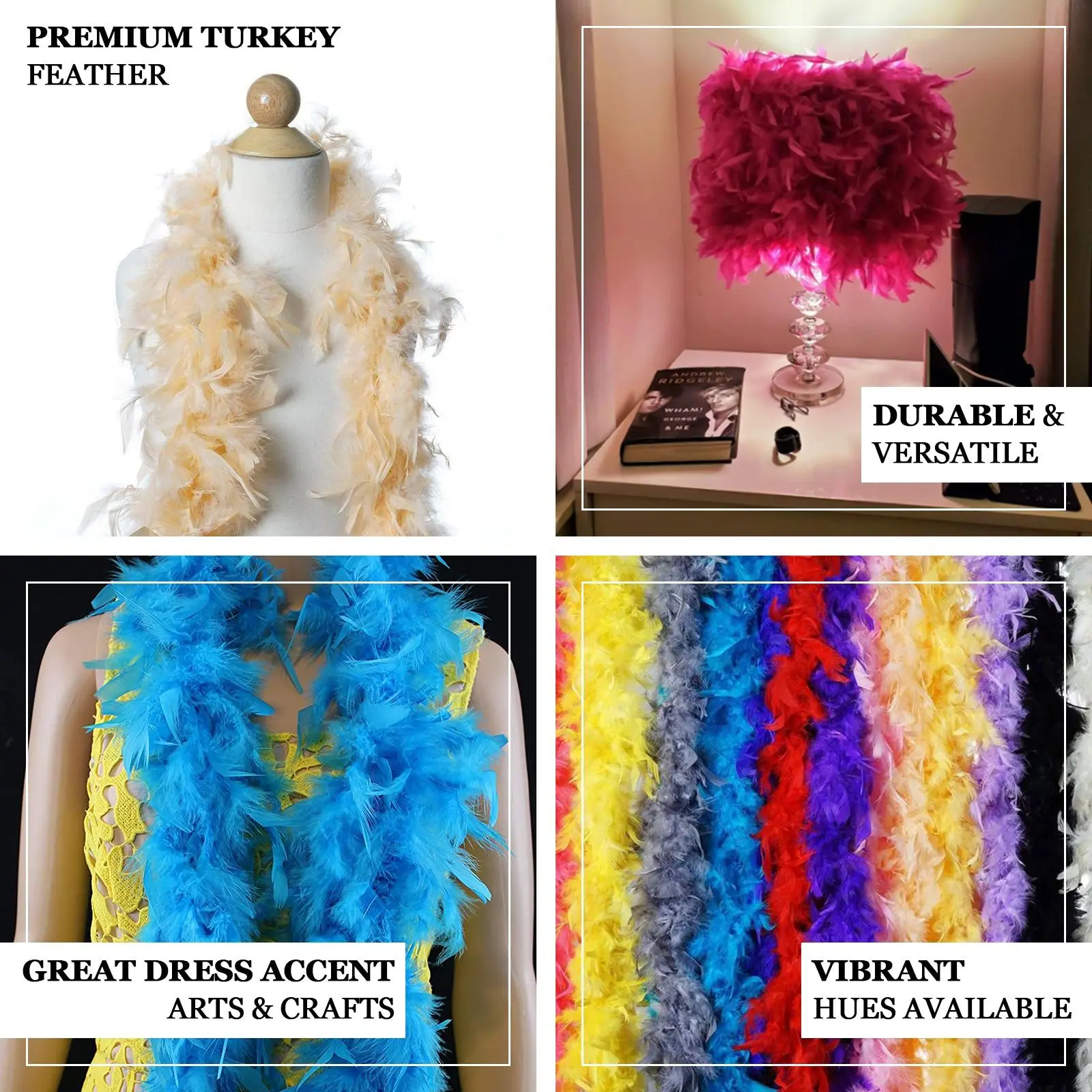 2Meter Turkey Feather Boa 60g for DIY Craft Christmas tree Halloween Decor Plumas Dress Shawl Wedding Carnival party Accessories