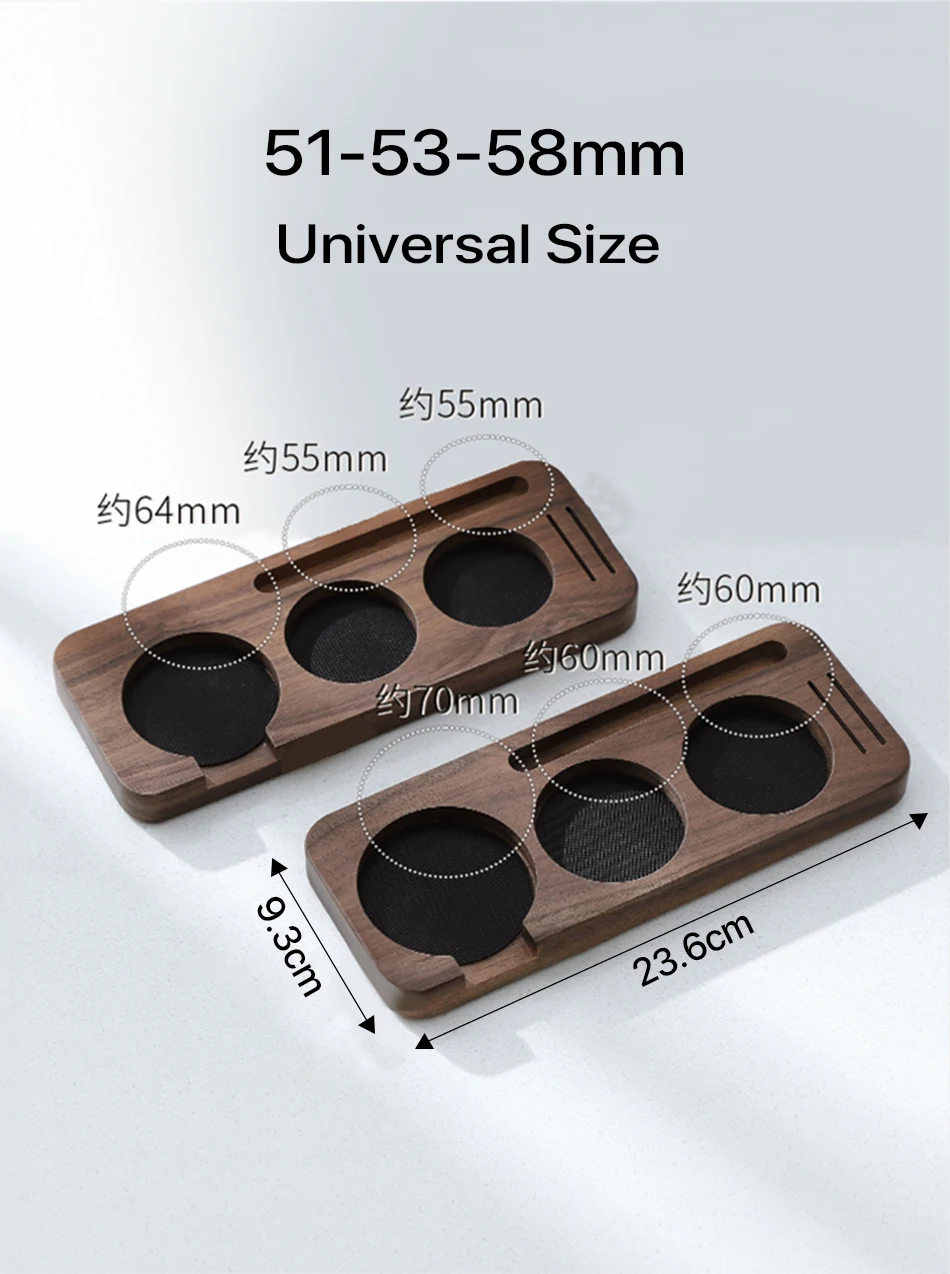 Kaffee-Tamper-Matte, Station, Ständer, Siebträgerhalter, Stützgestell, Walnussholz, für 51 mm, 54 mm, 58 mm, Espresso-Zubehör, Barista – Detail 3