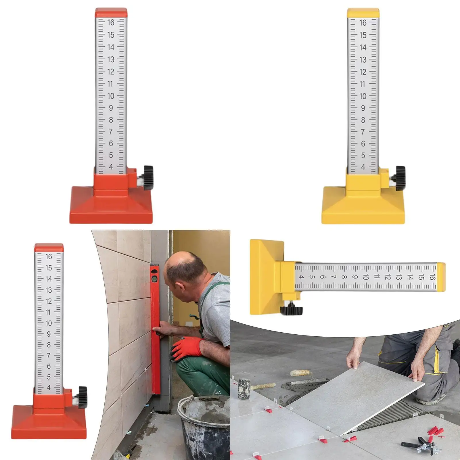 Floor Tile Height Ruler Adjustable Measuring Tool 0-160mm Abrasion-resistant