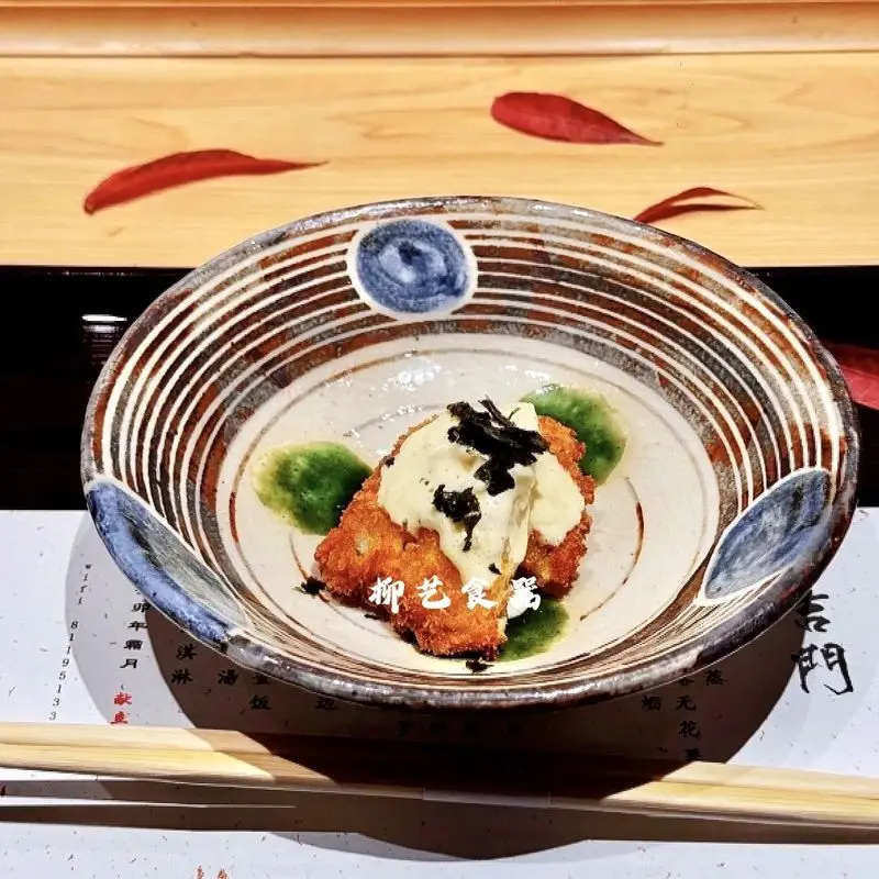 Seat board front cooking ceramic tableware snack front dish sashimi platter cooking bowl round bowl