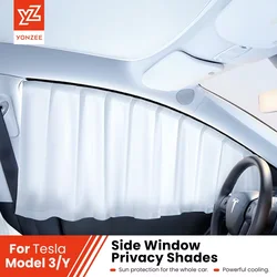 YZ For Tesla Model 3 Y ice crystals Side Window Privacy Trim Sunshade Car Front Rear Windshield Blind Cover Sun Shade for Campin