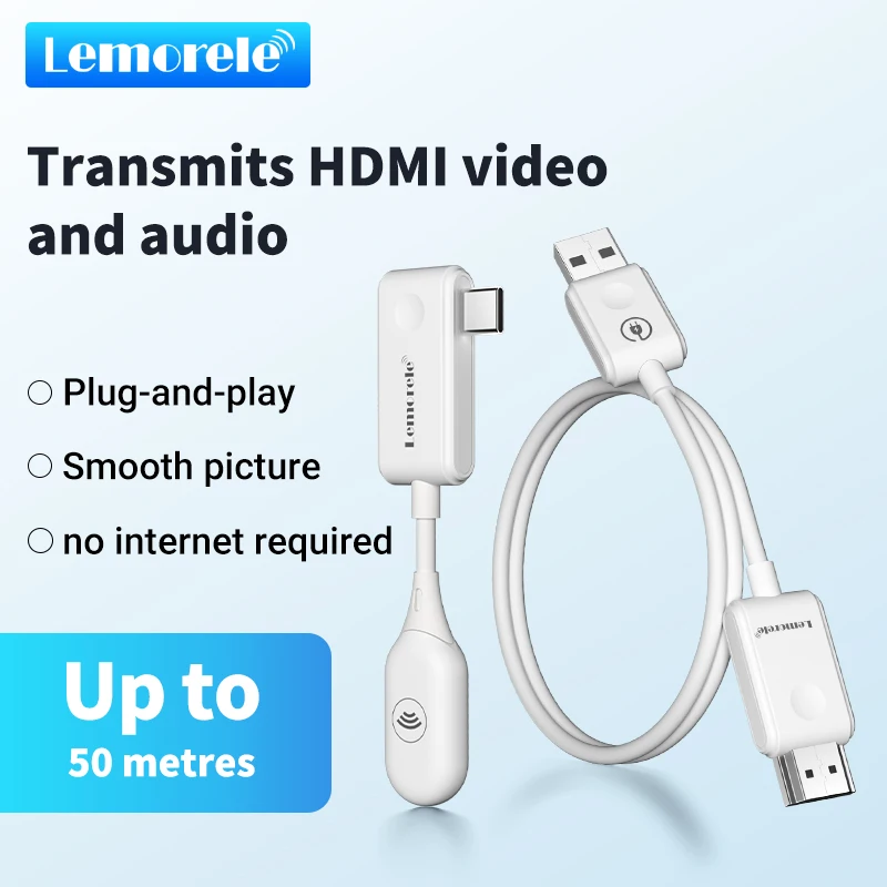 Lemorele – transmetteur-récepteur sans fil de Type C vers HDMI, Kit d'extension sans fil, transmission Audio 30M pour caméra TV, projecteur, téléphone