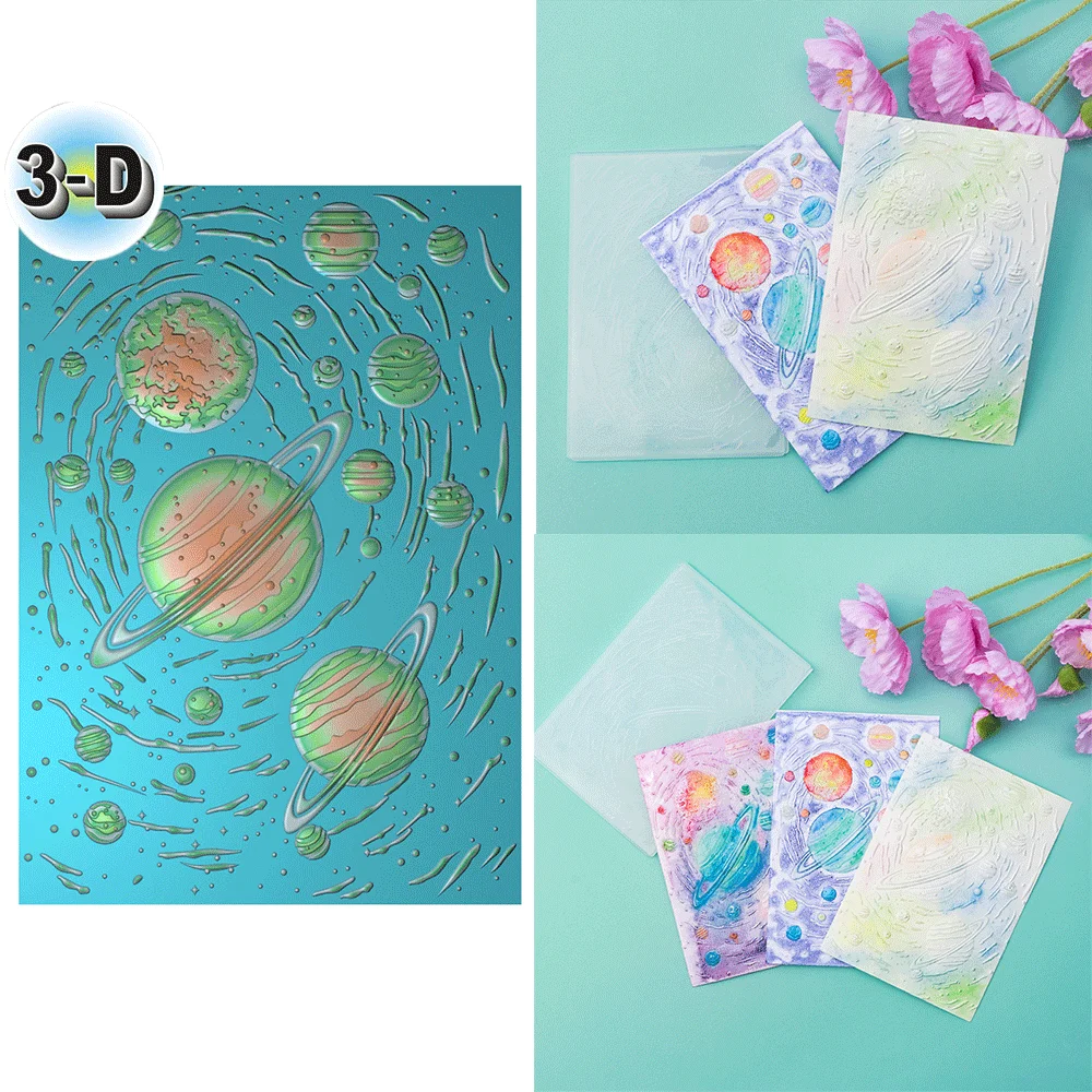 Estrelas cósmicas e asteroides Pasta de gravação 3D para fazer cartões e scrapbooking - Plástico durável, gravação fácil - Perfeito