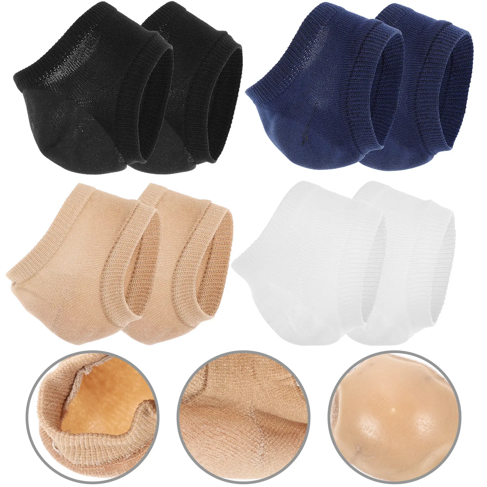 4Pairs Heel Socks Open Toe Moisturizing Soft Elastic Socks for Cracked Dry Heels Comfortable Breathable Heel Protectors