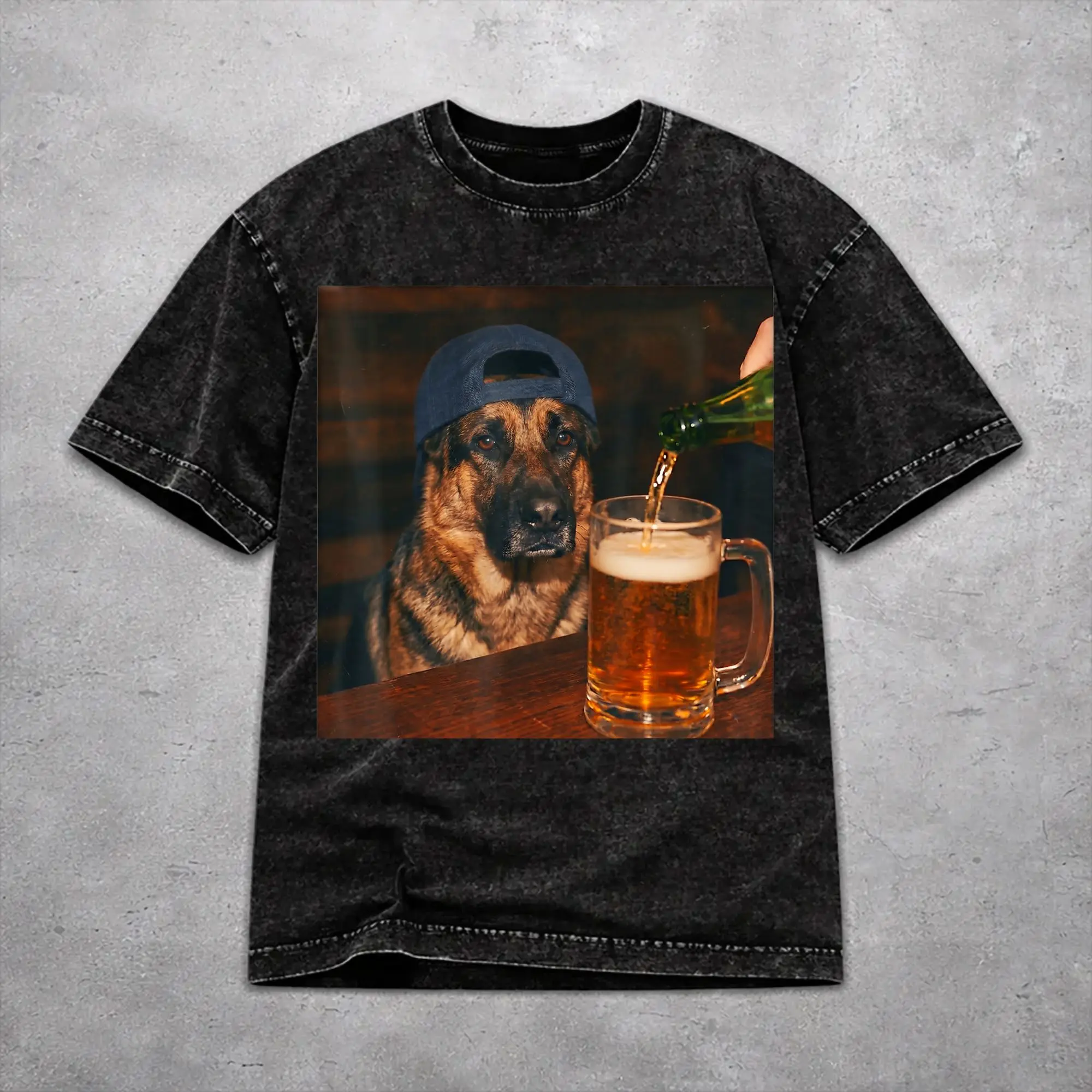 Men Women Border Collie Drinking Beer Funny Dog Meme  T Shirt Printed Washed Vintage  Harajuku T-Shirts