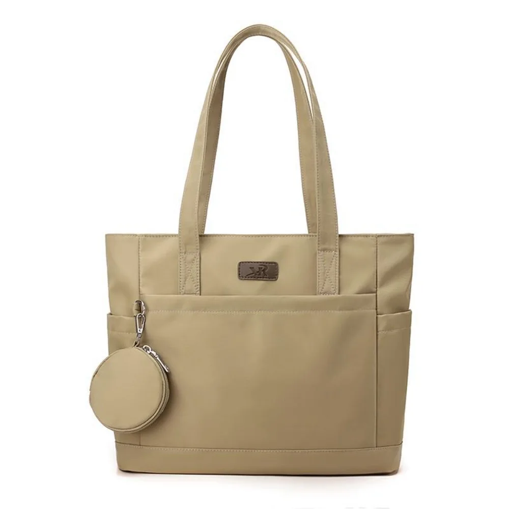 

Versatile Nylon Cloth Shoulder Bag Solid Color Large Capacity Canvas Tote Bag Simple With Coin Purse Commuting Handbag Women