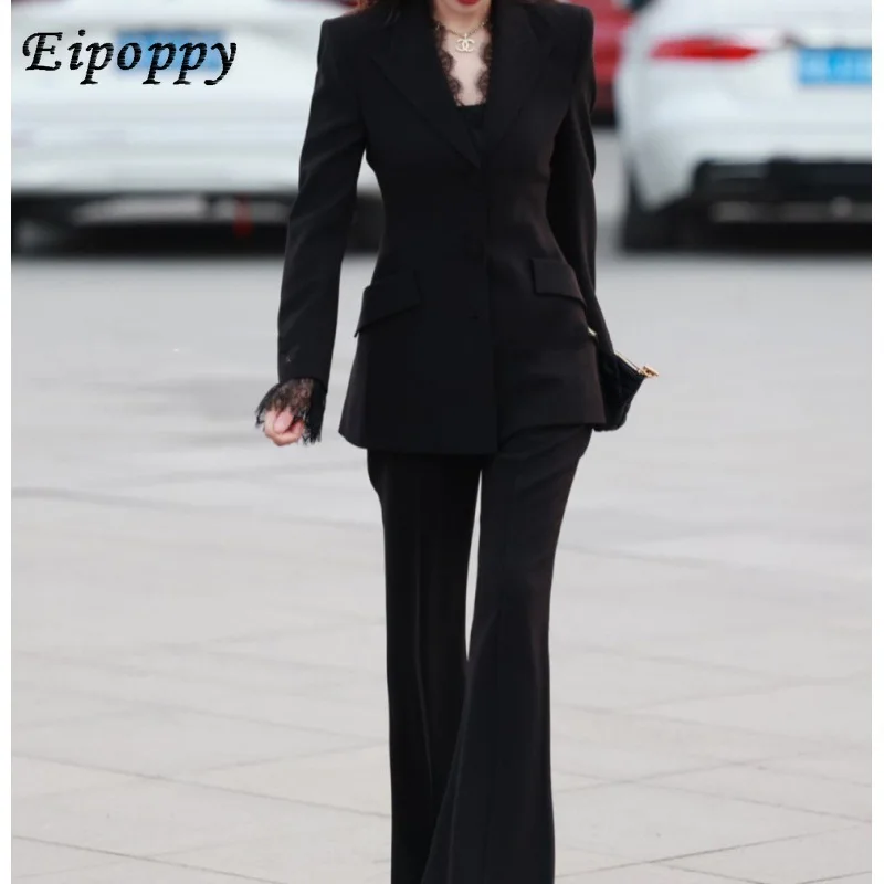 Spring and Autumn Suit Jacket Business Women\'s Clothing Suit Elegant Slim Fit Slimming Flared Trousers Two-Piece Suit